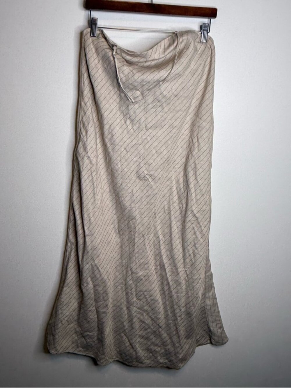 Banana Republic Neutral Beige Strapless linen blend dress size 8 striped